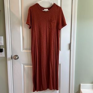Burnt orange midi dress